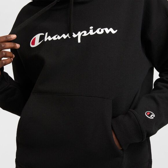 Champion Women's Black Powerblend Fleece Hoodie Script Logo Relaxed- Size Large - Picture 3 of 9